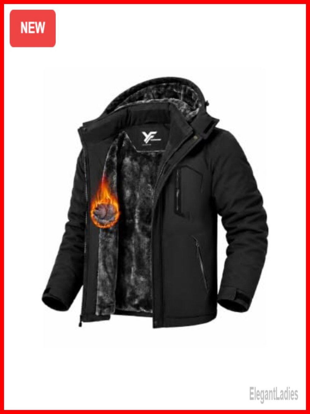 Men's Waterproof Windproof Insulated Ski Jacket Fleece Lined Winter Coat